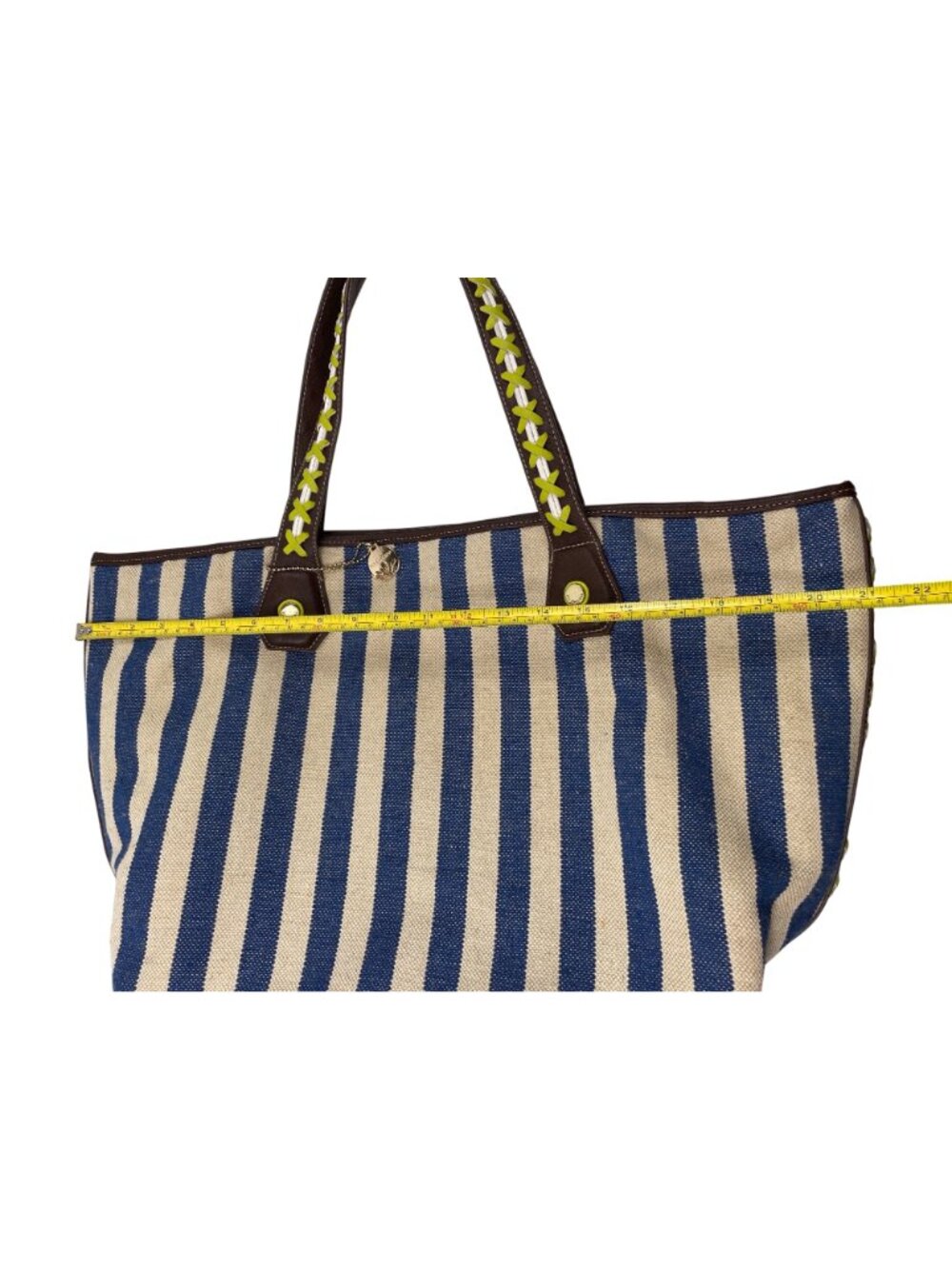 Big Buddha Shoulder Purse Tote Satchel Blue White Stripes - Picture 11 of 13